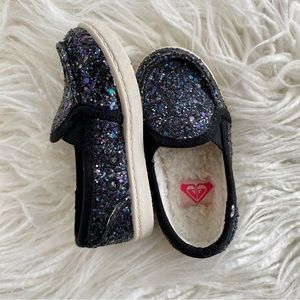 Roxy Toddler Girls Grey Glitter Lido Slip-On Sneaker Shoes Size 5